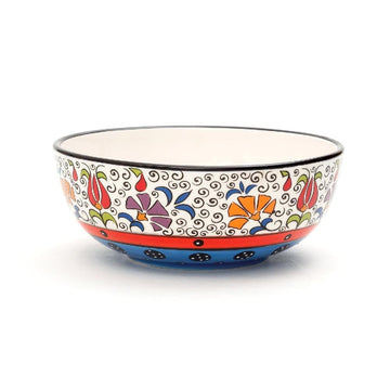 Tianzhu Bower Floral Red-Blue Ceramic Serving Bowls (7.5 Inch - 1000 ml) (Pack of 2)